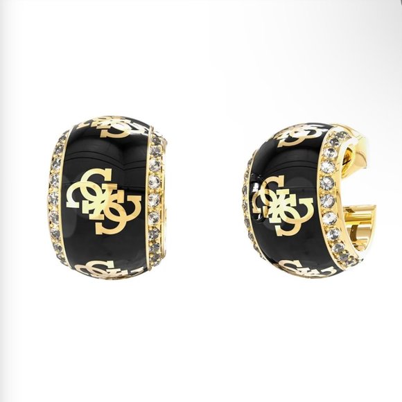 Guess Jewelry - GUESS luxury authentic gold/ black hoop earrings ✨